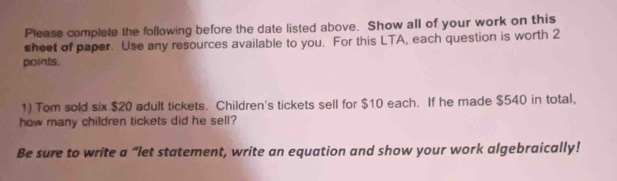 please complete the following before the date listed above. show all of…