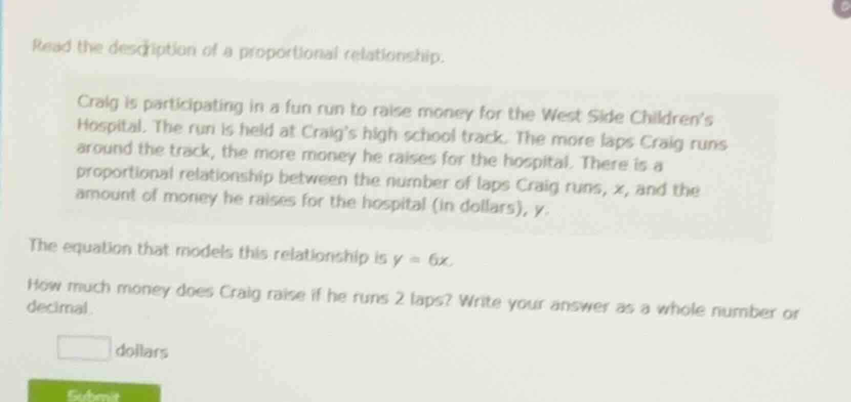 read the description of a proportional relationship. craig is participa…