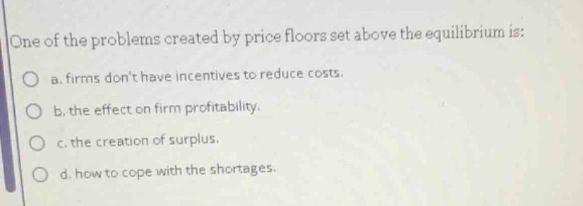 one of the problems created by price floors set above the equilibrium i…