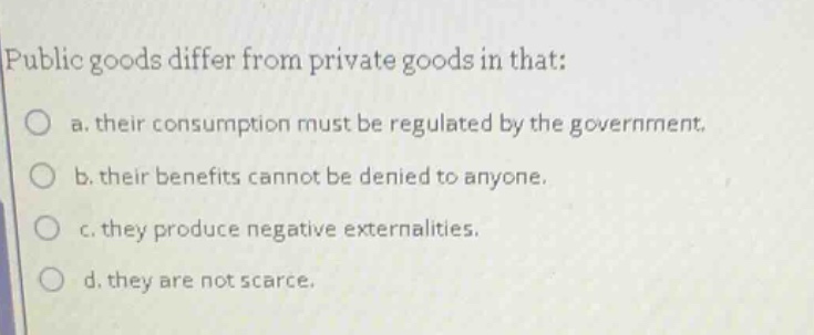 public goods differ from private goods in that: a. their consumption mu…