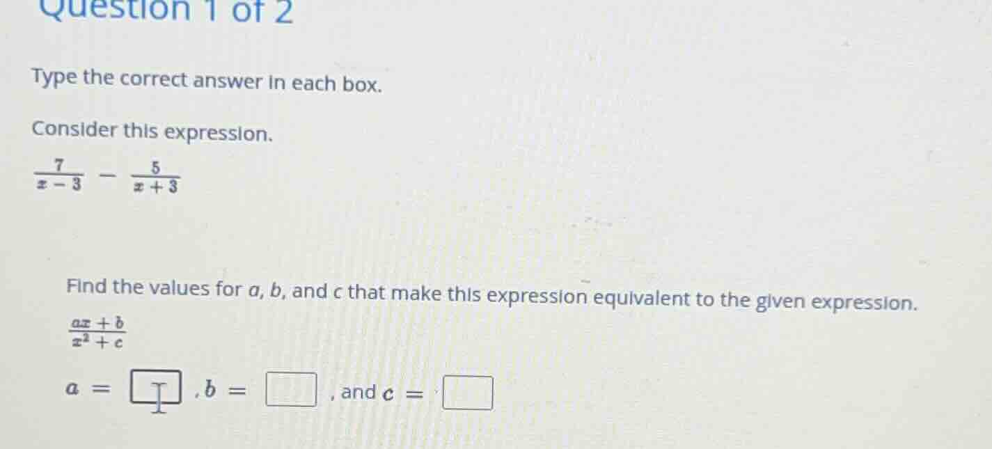 question 1 of 2 type the correct answer in each box. consider this expr…