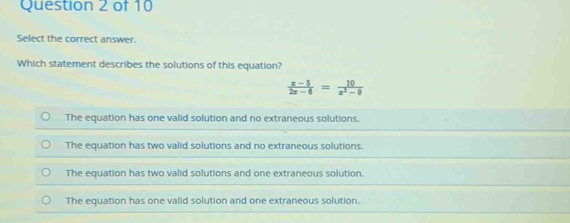 question 2 of 10 select the correct answer. which statement describes t…