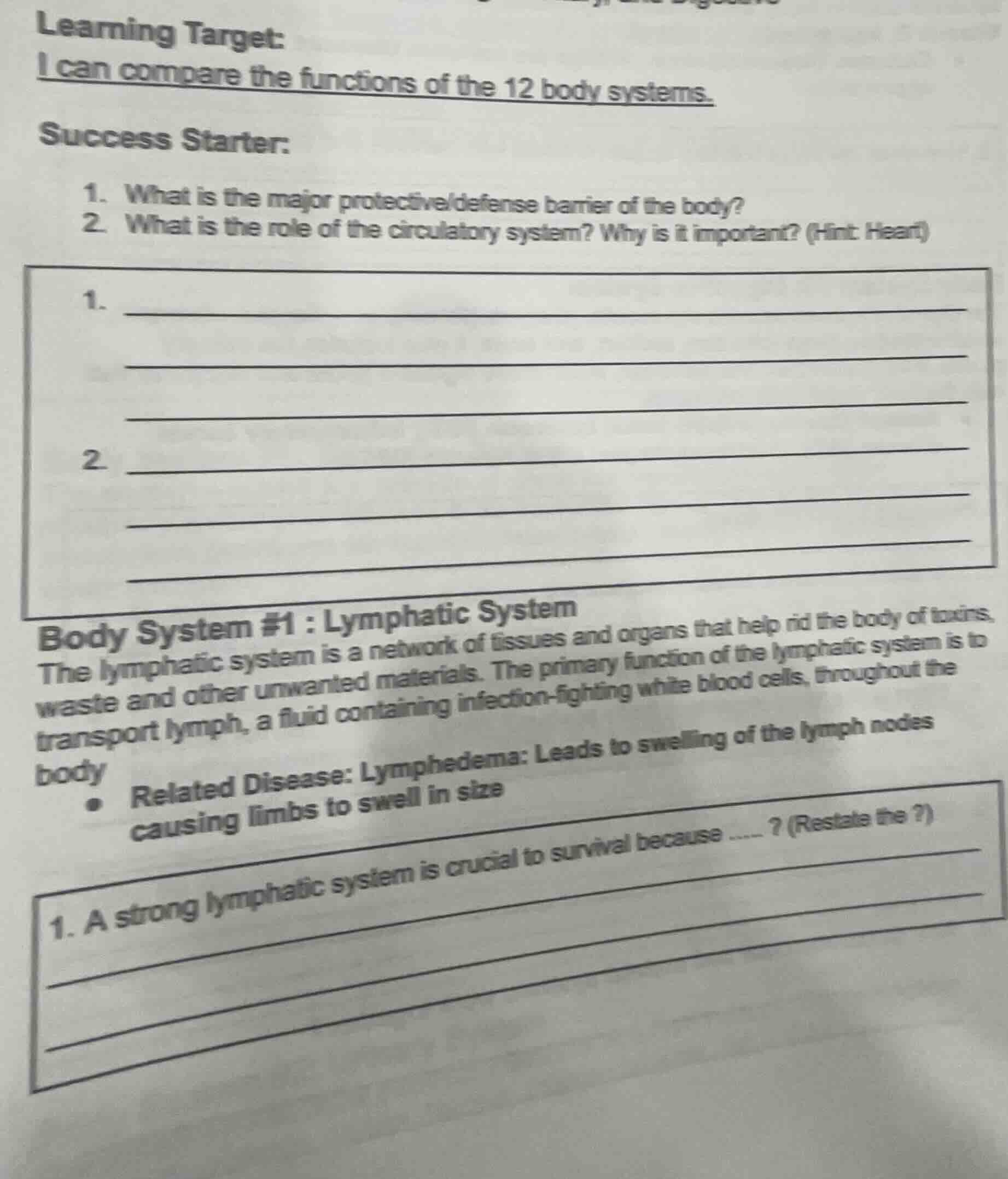 learning target: i can compare the functions of the 12 body systems. su…