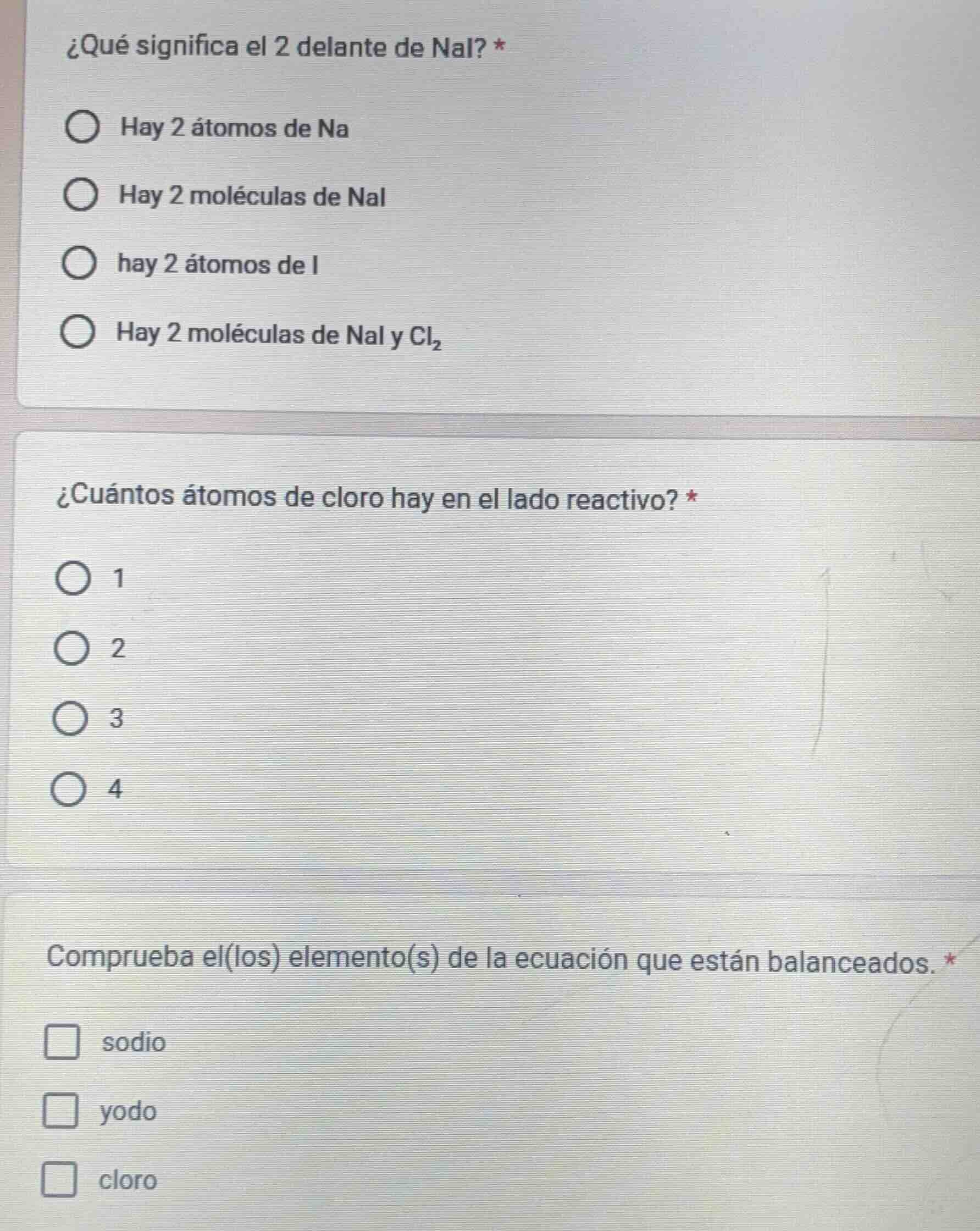 ¿qué significa el 2 delante de nai? * hay 2 átomos de na hay 2 molécula…