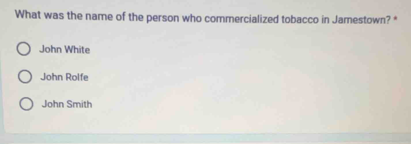 what was the name of the person who commercialized tobacco in jamestown…