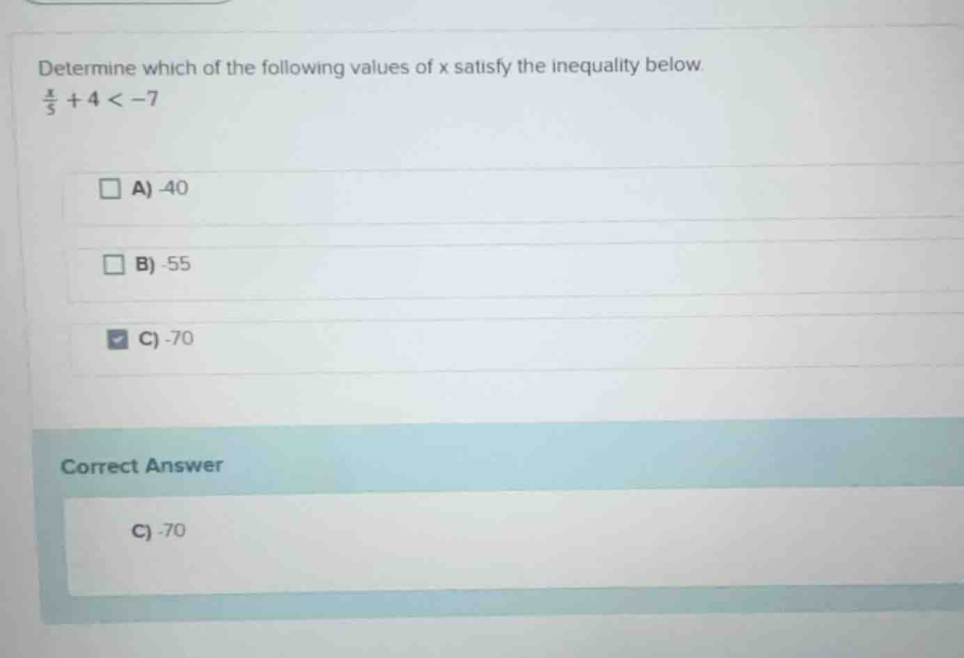determine which of the following values of x satisfy the inequality bel…