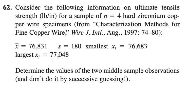 62. consider the following information on ultimate tensile strength (lb…