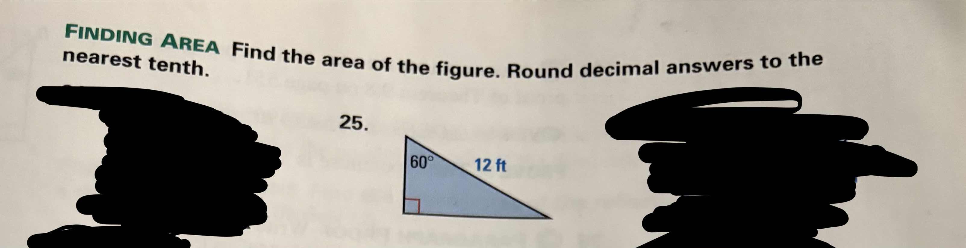 finding area find the area of the figure. round decimal answers to the …