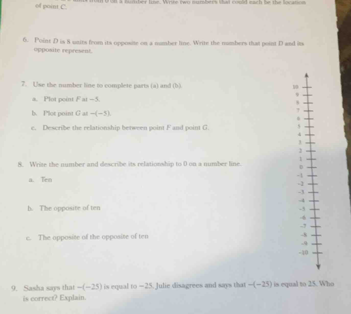 of point c. 6. point d is 8 units from its opposite on a number line. w…