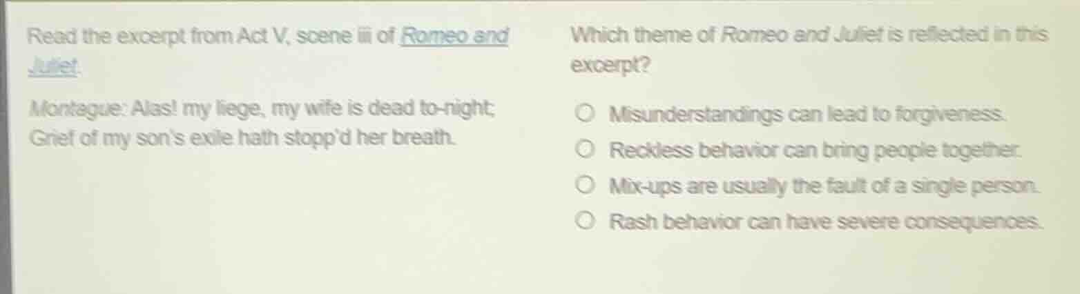 read the excerpt from act v, scene iii of romeo and juliet. montague: a…