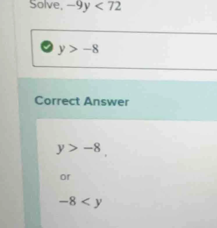 solve, -9y < 72