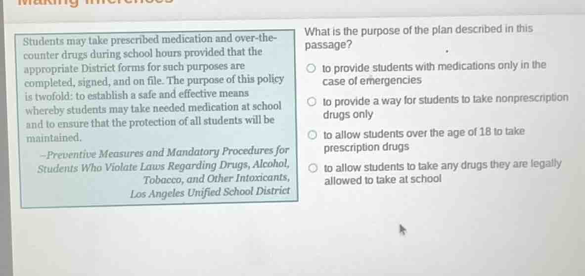 students may take prescribed medication and over - the - counter drugs …