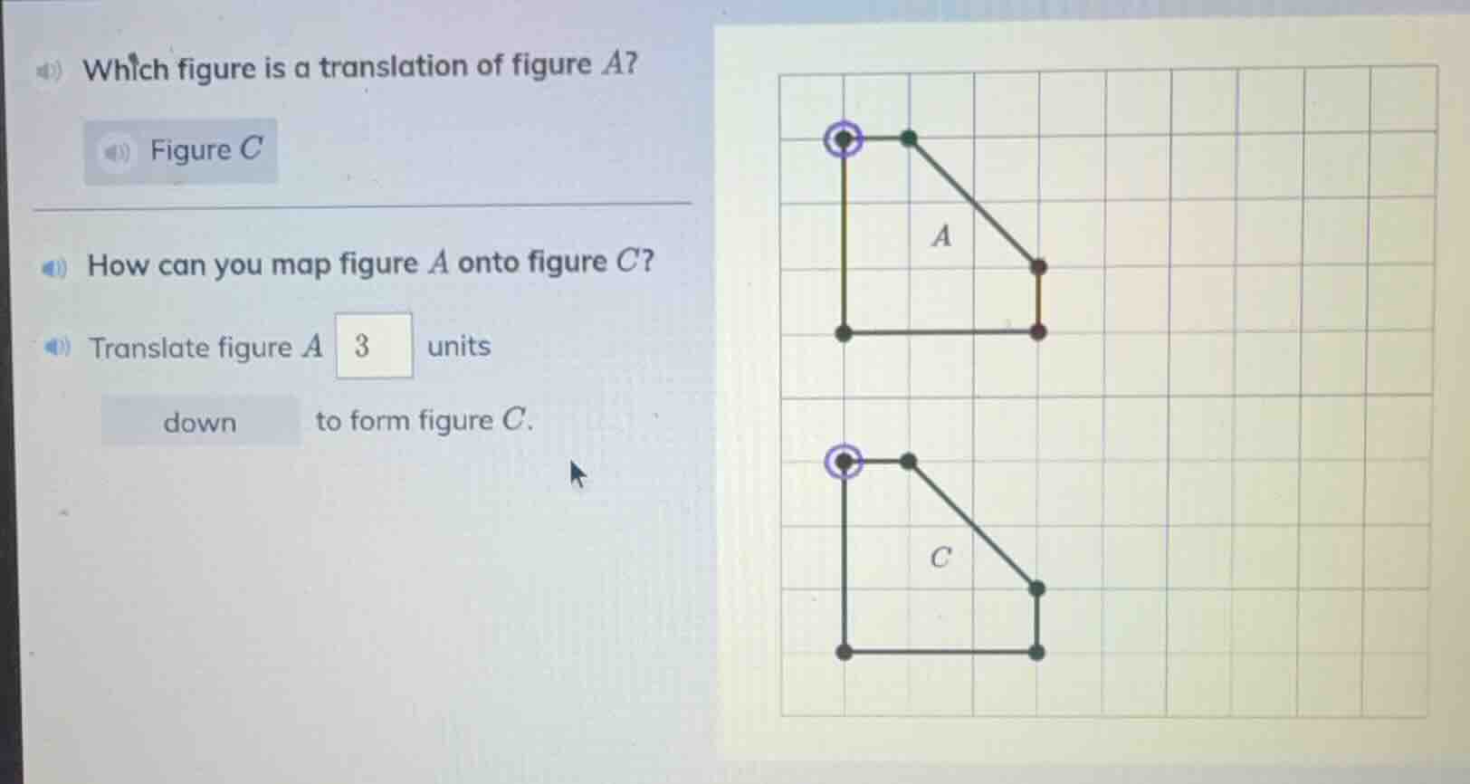 which figure is a translation of figure a? figure c how can you map fig…