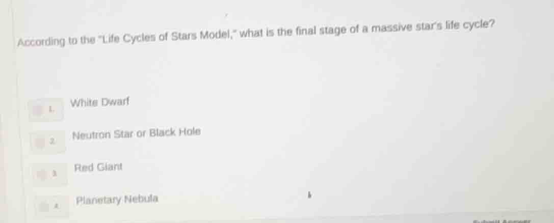 according to the \life cycles of stars model,\ what is the final stage …