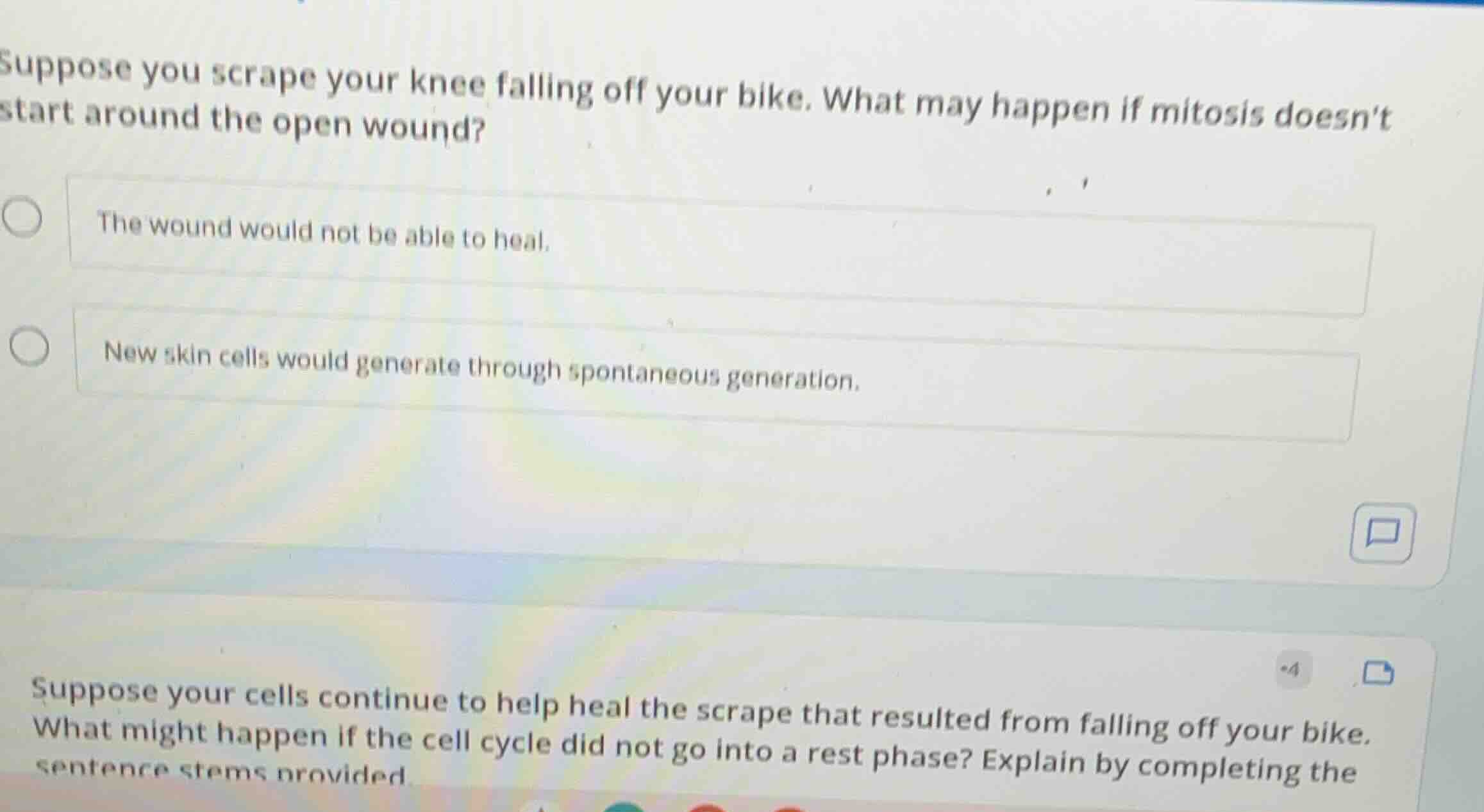 suppose you scrape your knee falling off your bike. what may happen if …