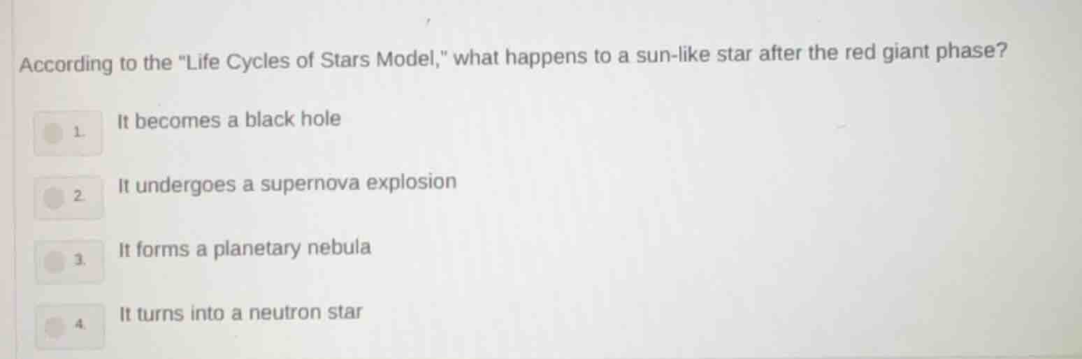 according to the \life cycles of stars model,\ what happens to a sun - …
