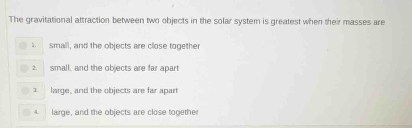 the gravitational attraction between two objects in the solar system is…