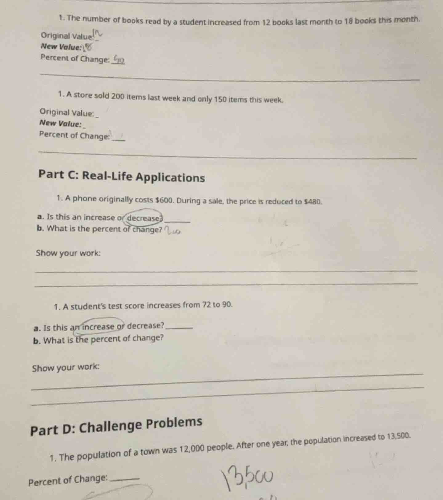 1. the number of books read by a student increased from 12 books last m…