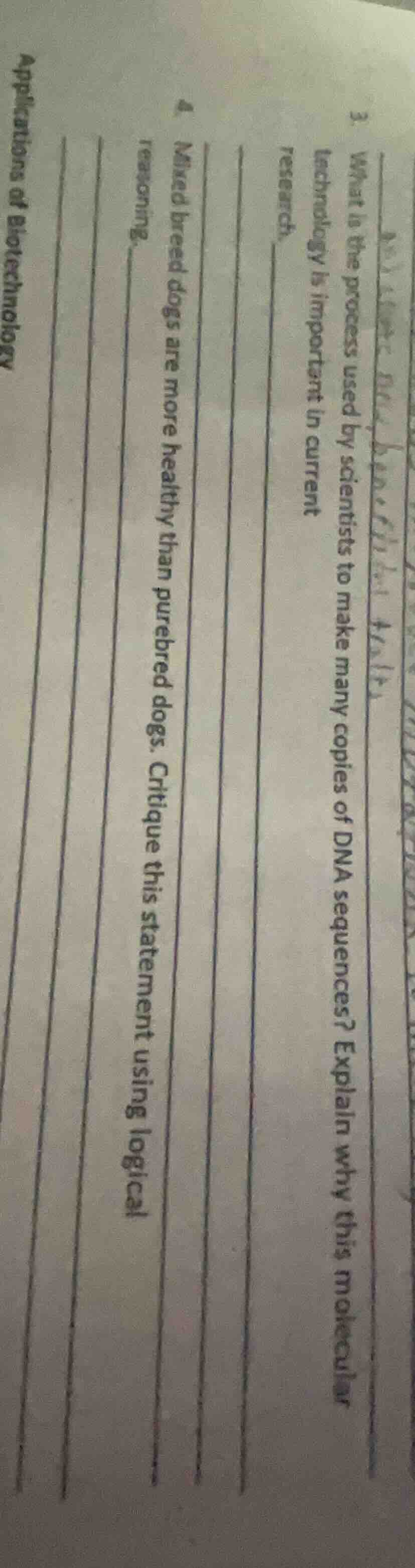 3. what is the process used by scientists to make many copies of dna se…