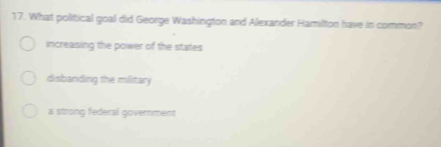 17. what political goal did george washington and alexander hamilton ha…
