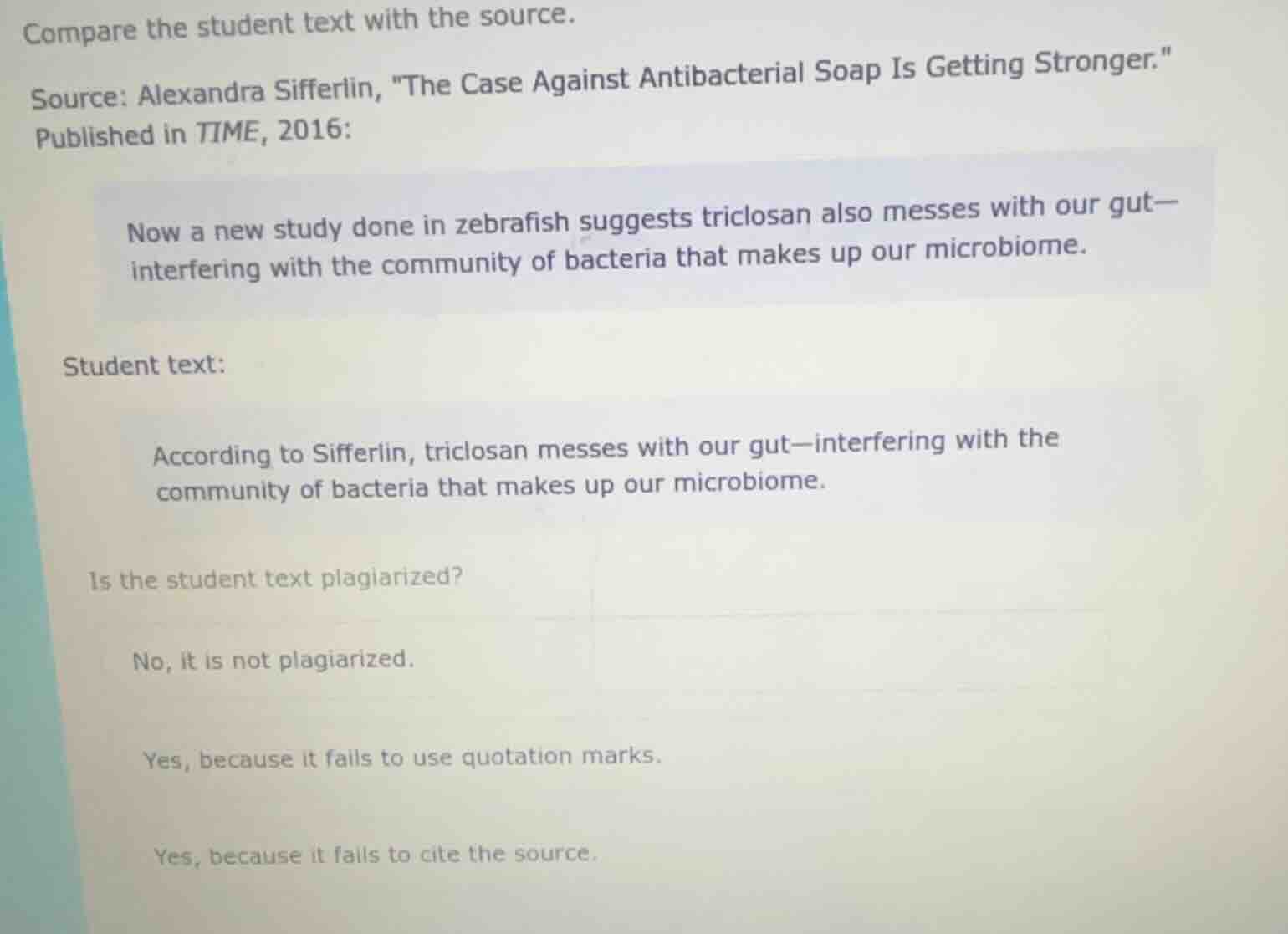 compare the student text with the source. source: alexandra sifferlin, …