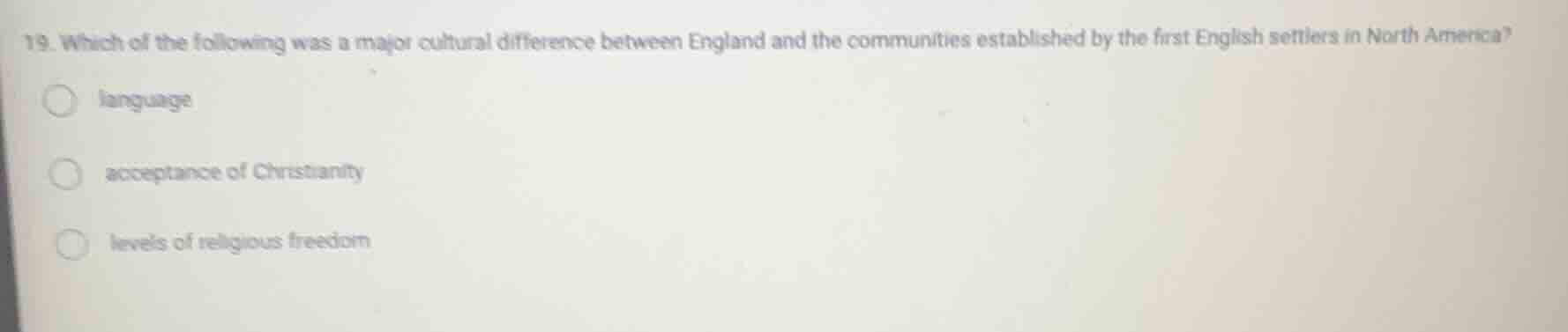 19. which of the following was a major cultural difference between engl…