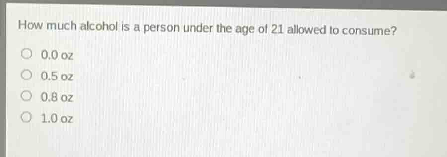 how much alcohol is a person under the age of 21 allowed to consume? 0.…