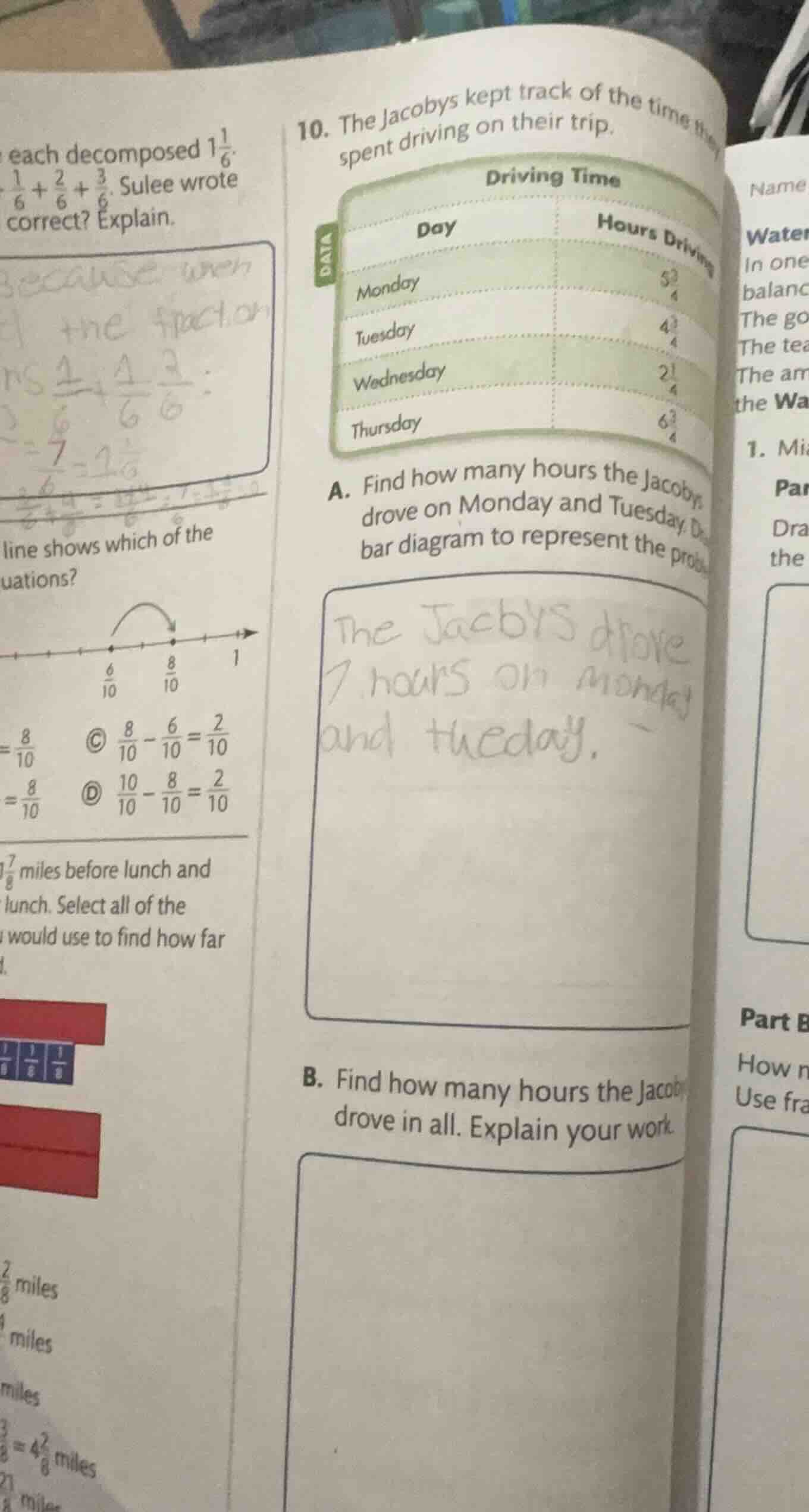 10. the jacobys kept track of the time they spent driving on their trip…