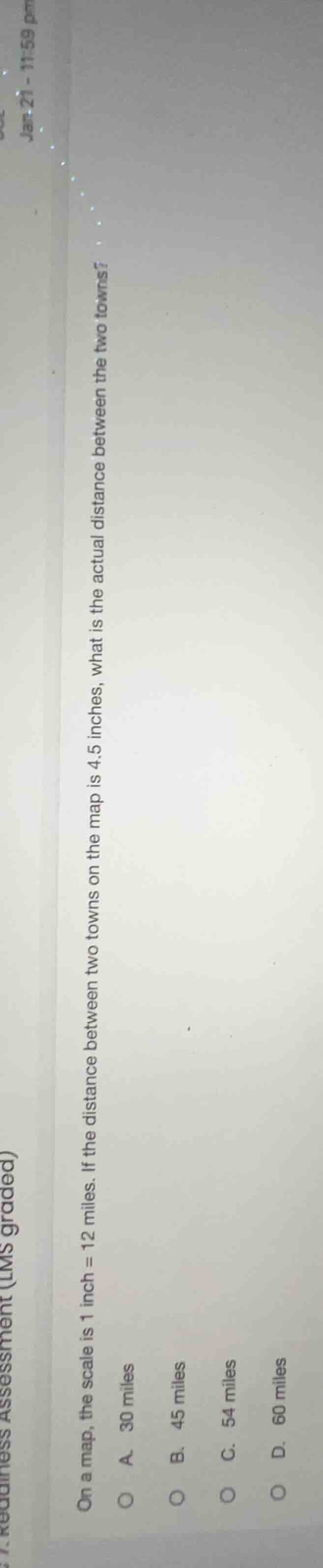 on a map, the scale is 1 inch = 12 miles. if the distance between two t…