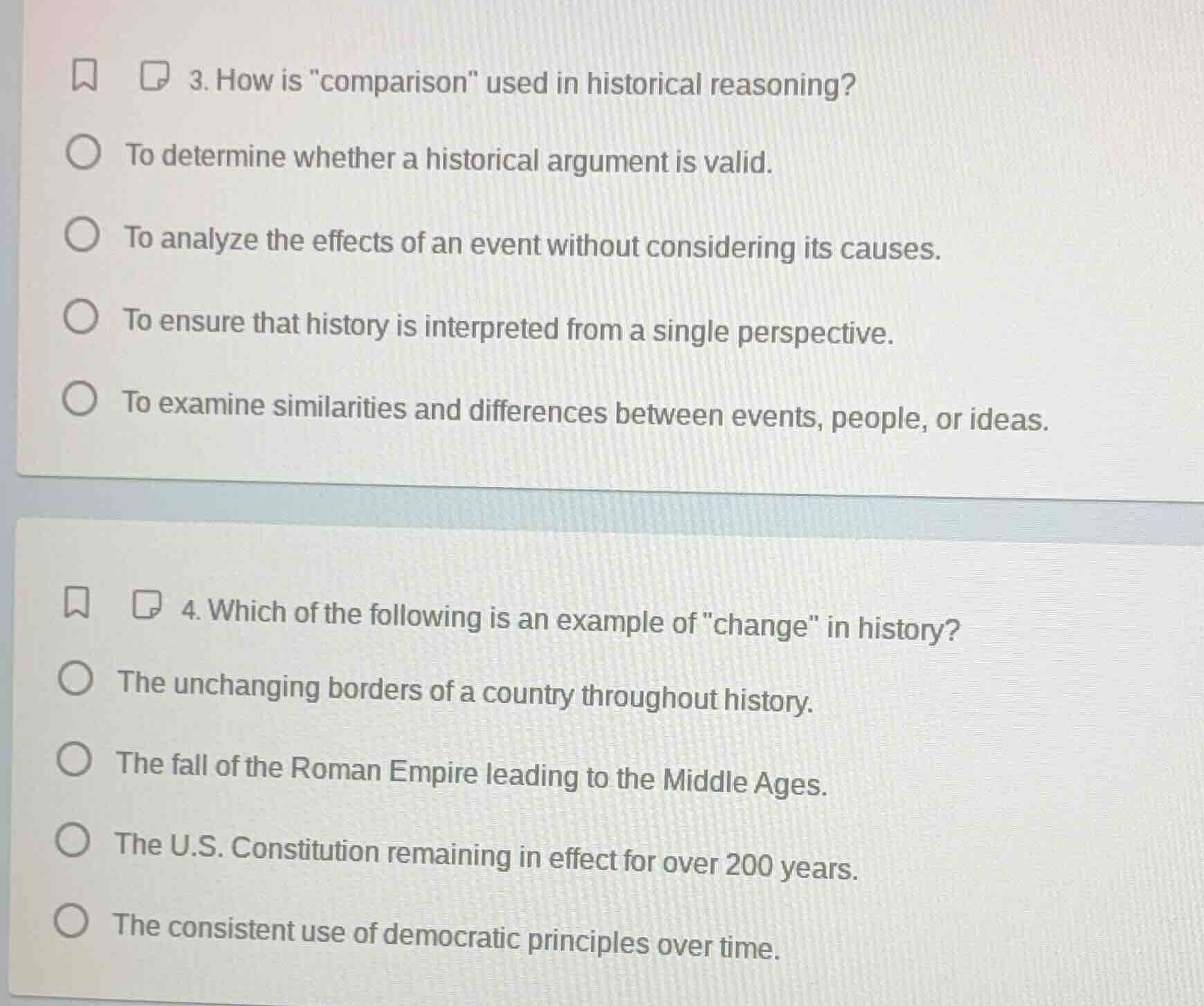 3. how is \comparison\ used in historical reasoning? to determine wheth…
