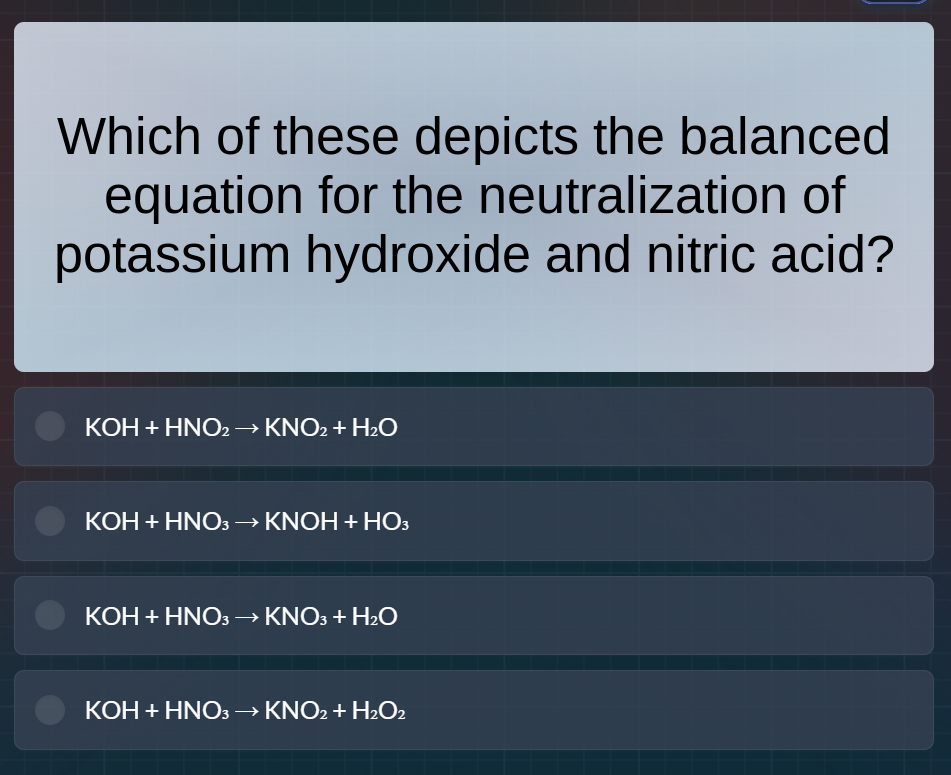which of these depicts the balanced equation for the neutralization of …