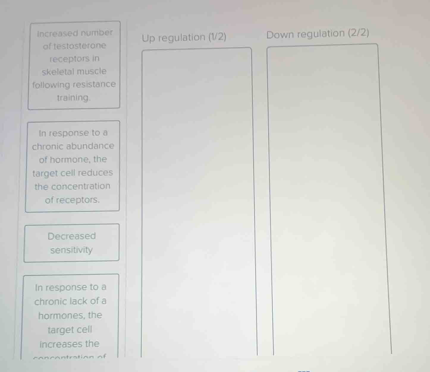 increased number of testosterone receptors in skeletal muscle following…