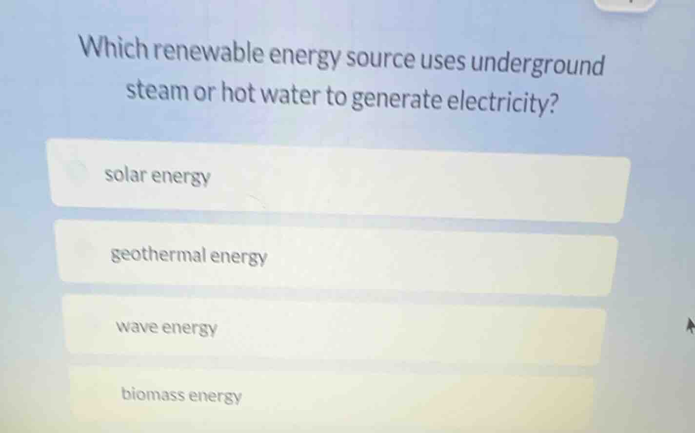 which renewable energy source uses underground steam or hot water to ge…