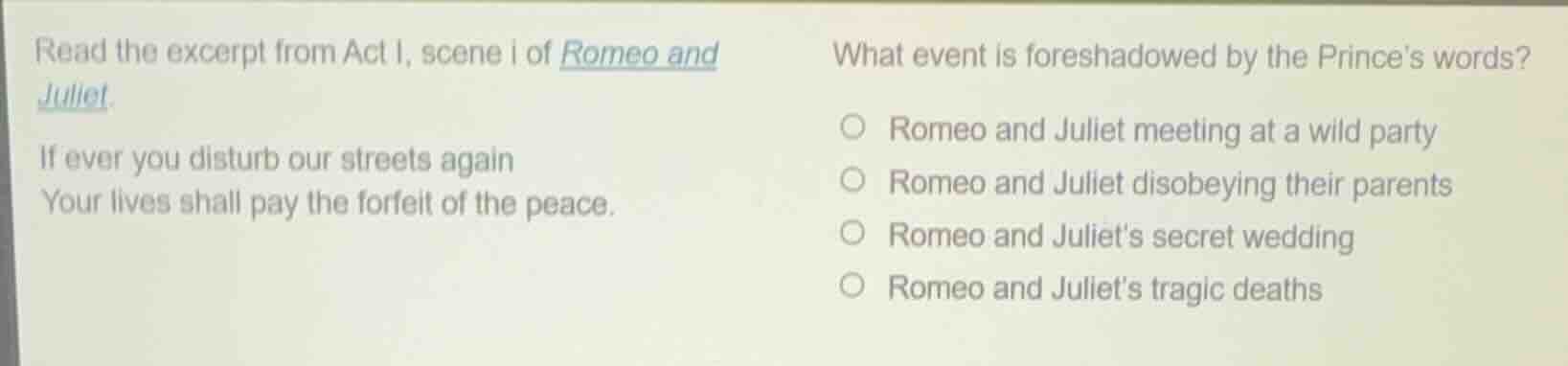 read the excerpt from act i, scene i of romeo and juliet. if ever you d…