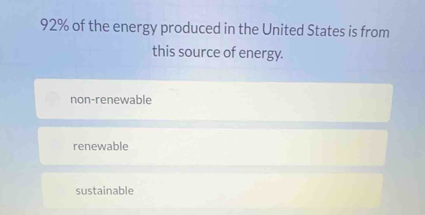 92% of the energy produced in the united states is from this source of …