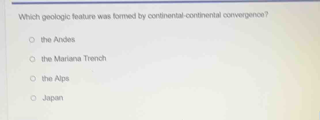which geologic feature was formed by continental - continental converge…