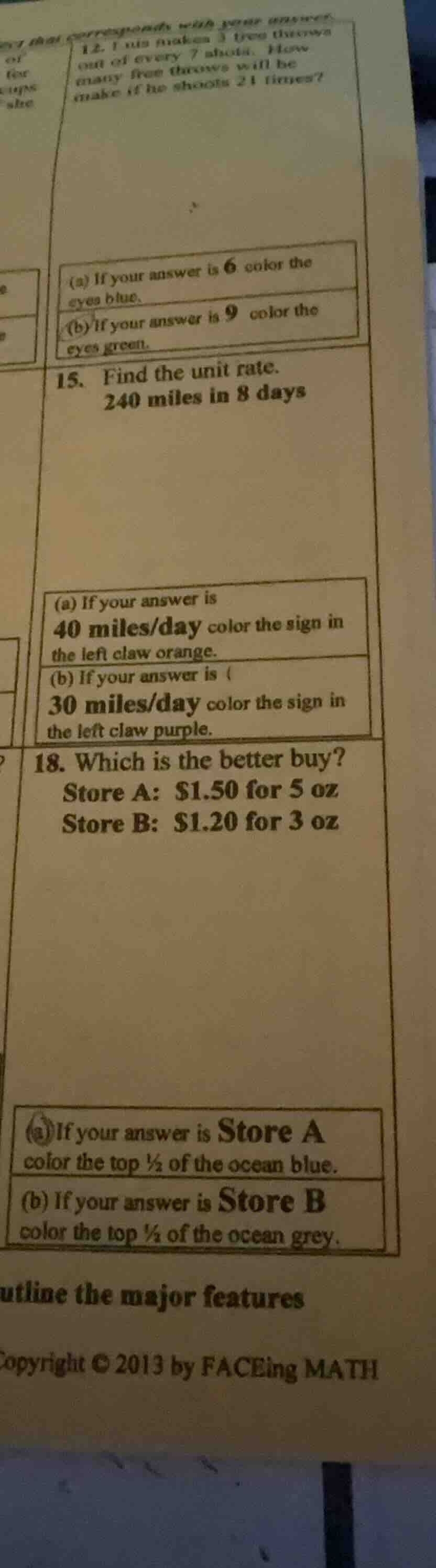 12. luis makes 3 free throws out of every 7 shots. how many free throws…