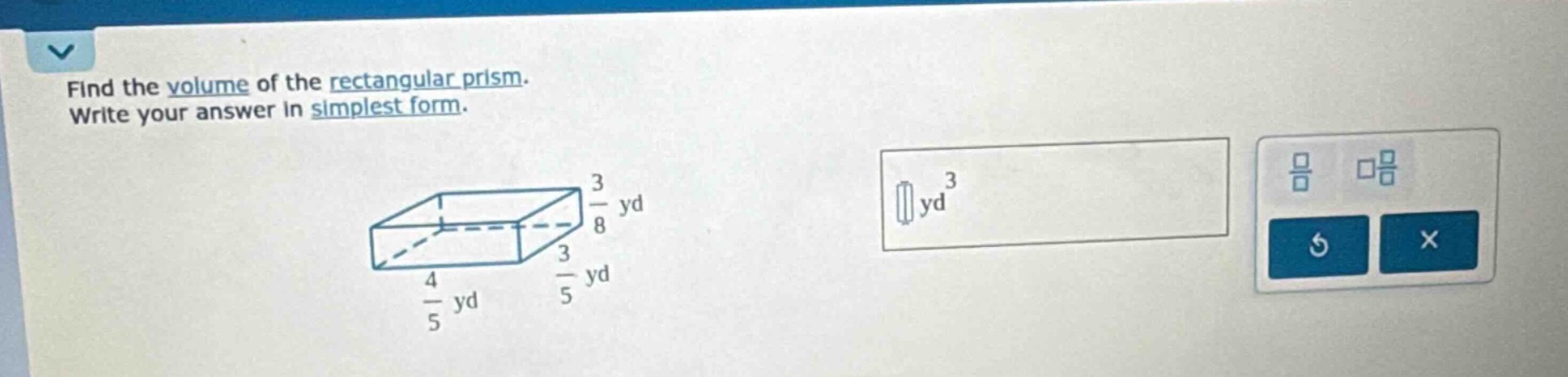 find the volume of the rectangular prism. write your answer in simplest…