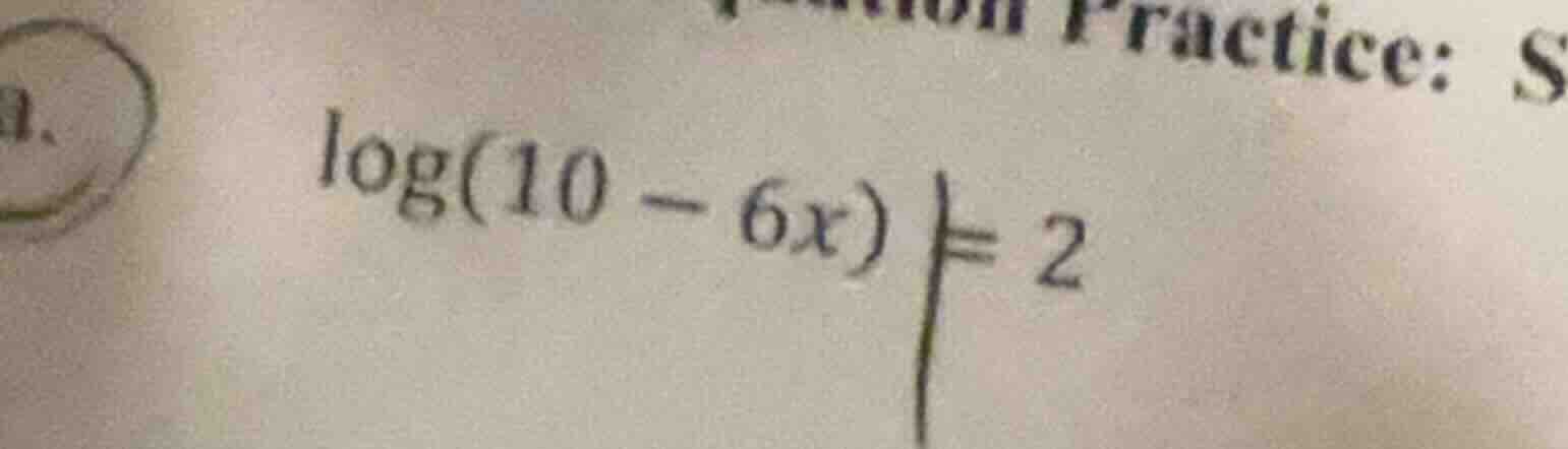 log(10 - 6x) = 2