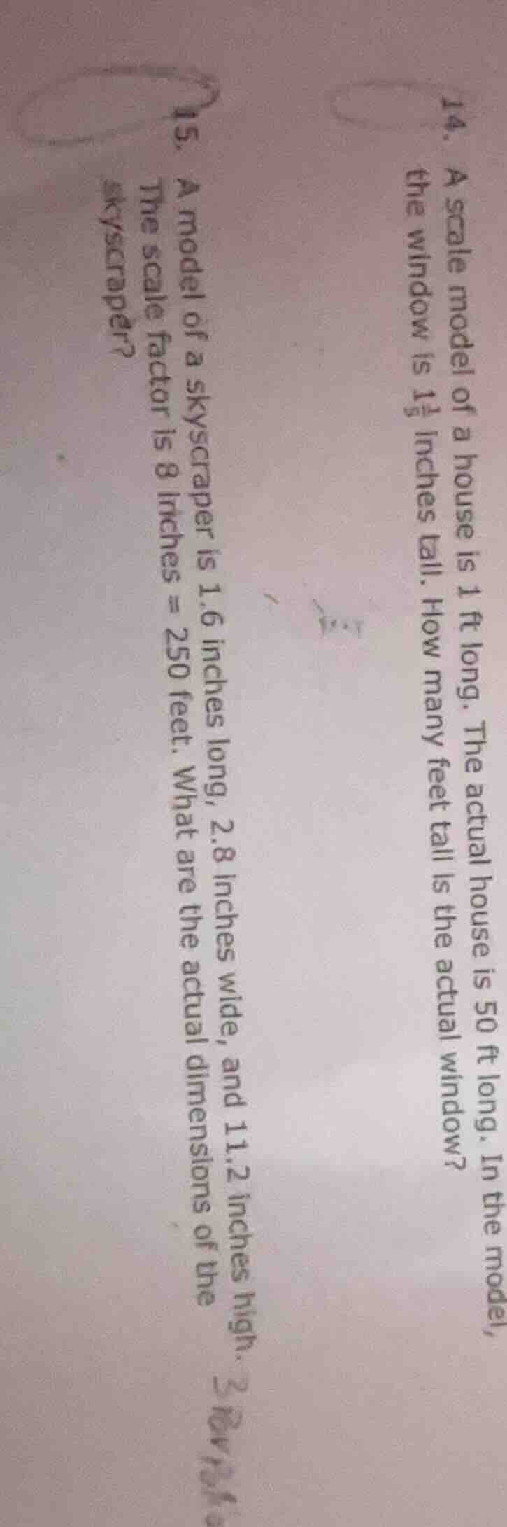 14. a scale model of a house is 1 ft long. the actual house is 50 ft lo…
