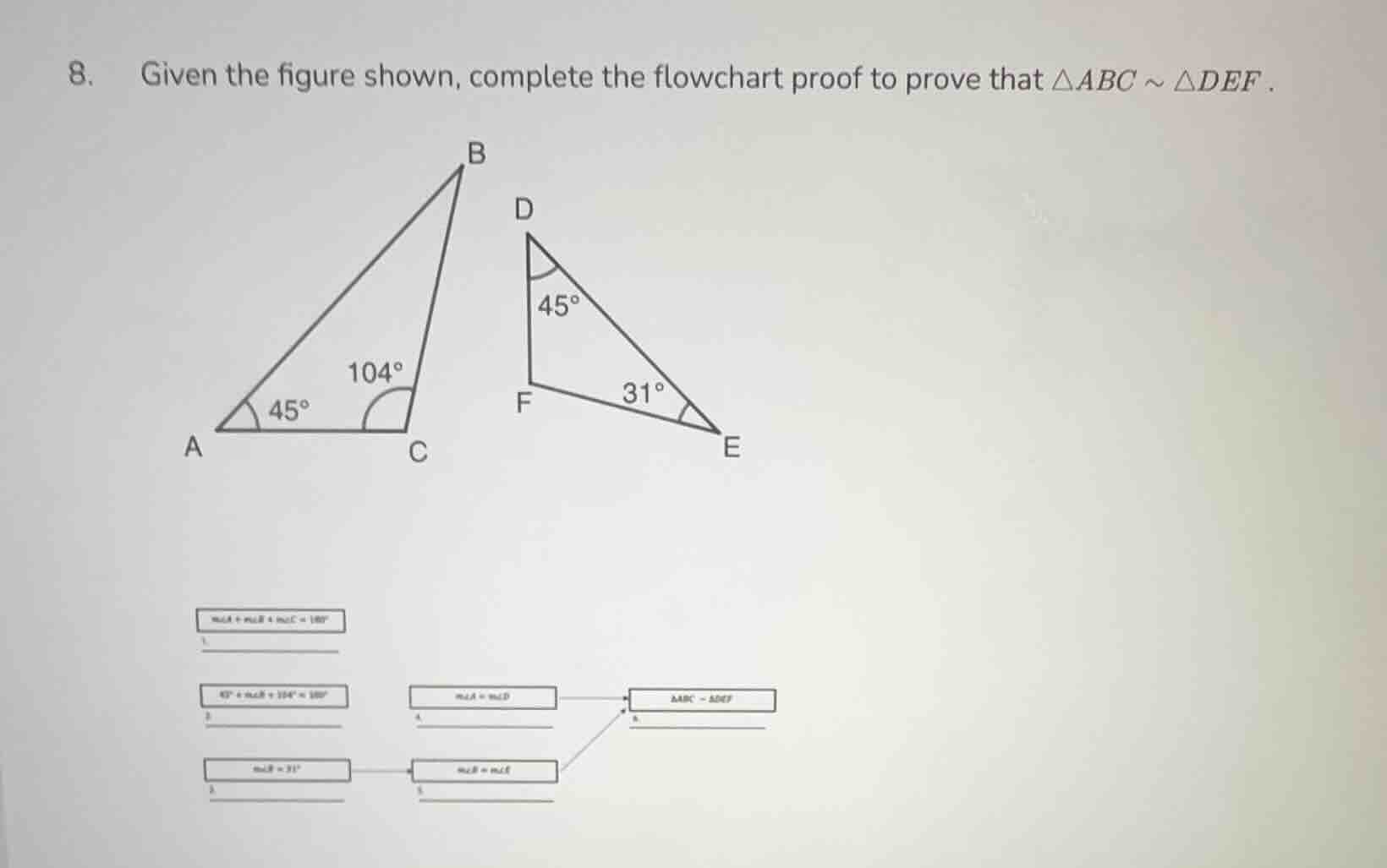 8. given the figure shown, complete the flowchart proof to prove that $…