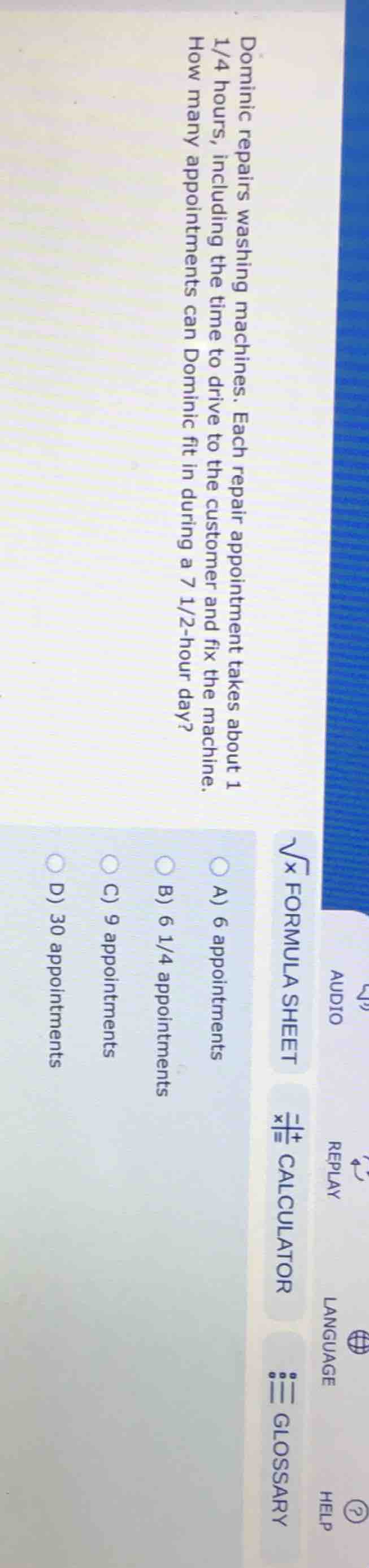 dominic repairs washing machines. each repair appointment takes about 1…