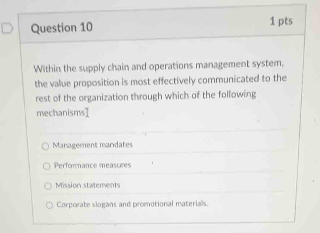 question 10 1 pts within the supply chain and operations management sys…