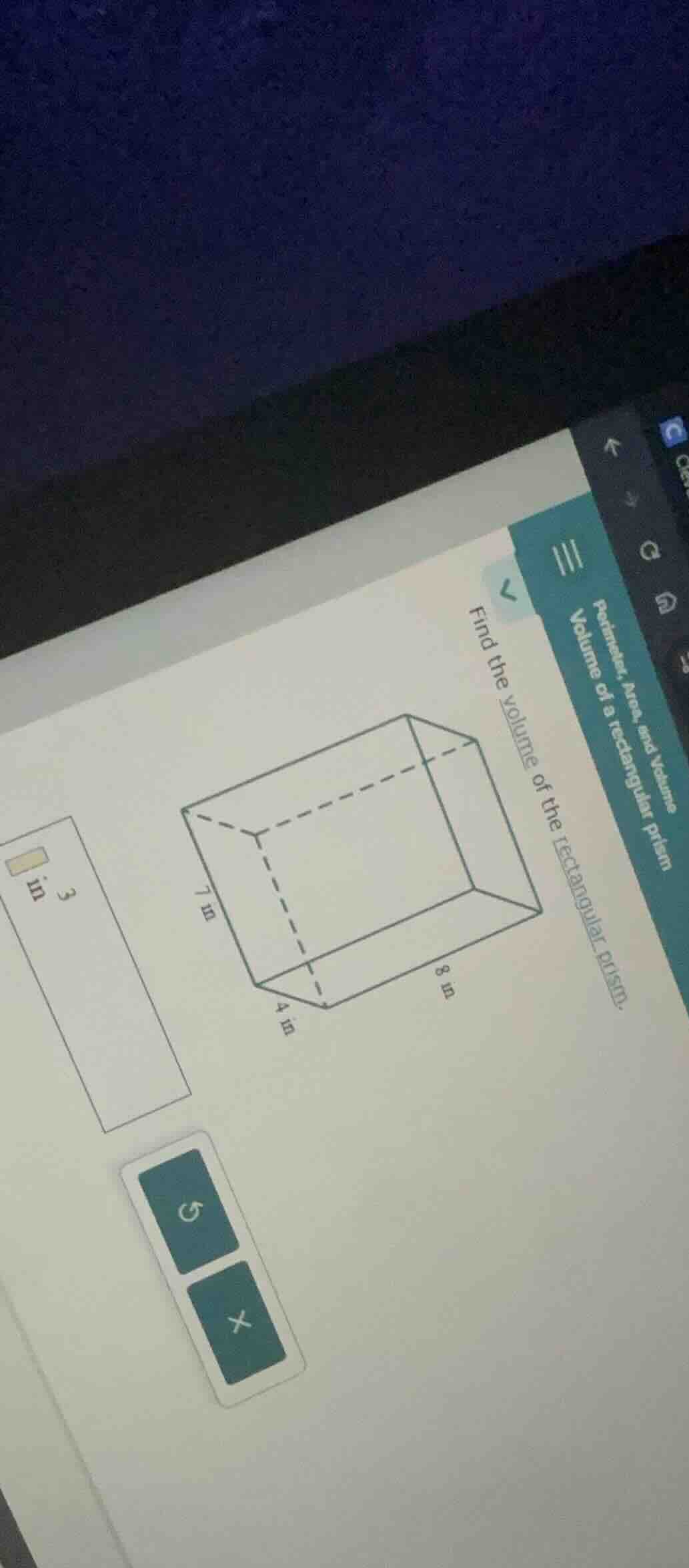 find the volume of the rectangular prism.