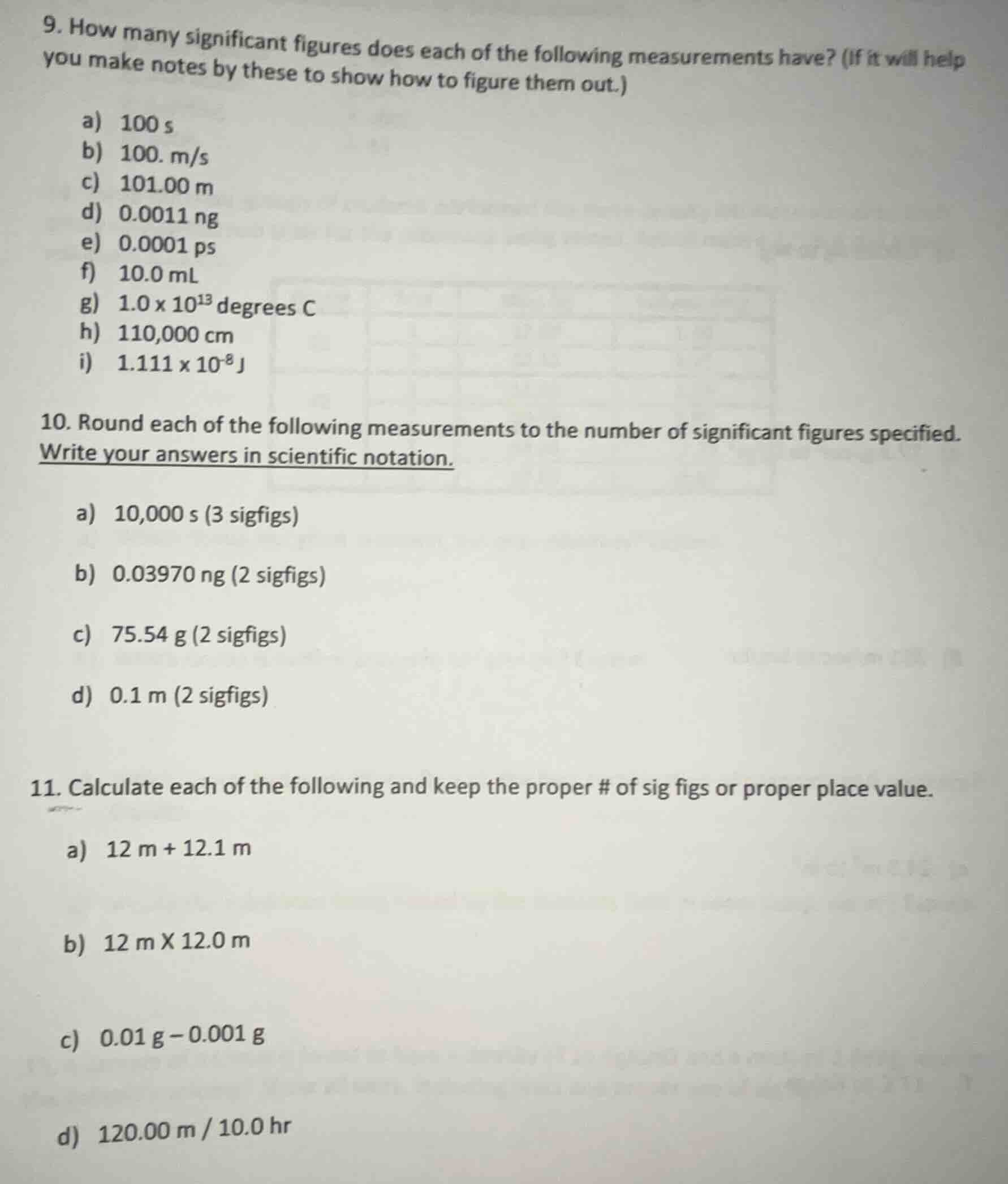 9. how many significant figures does each of the following measurements…