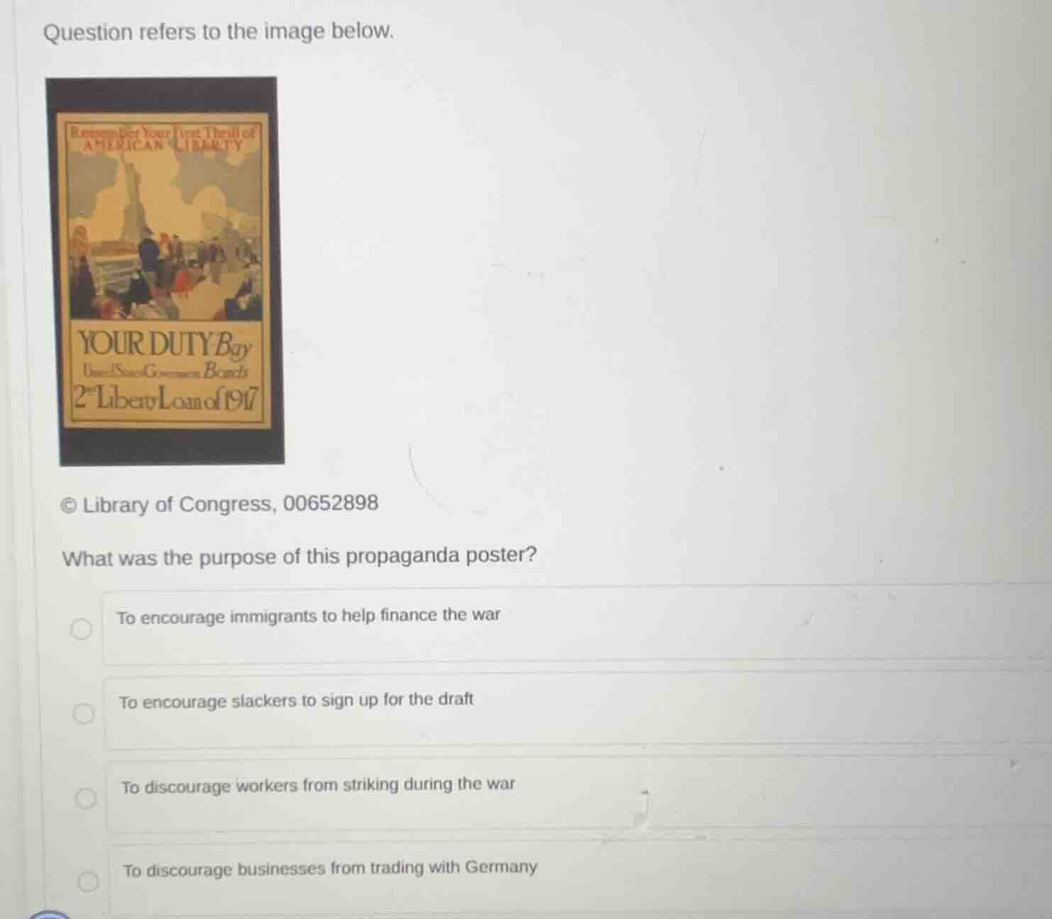 question refers to the image below. © library of congress, 00652898 wha…