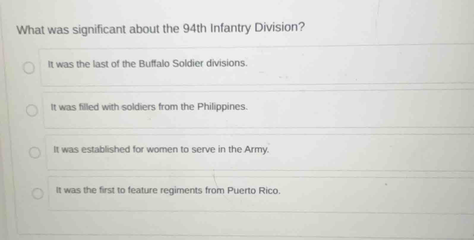 what was significant about the 94th infantry division? it was the last …