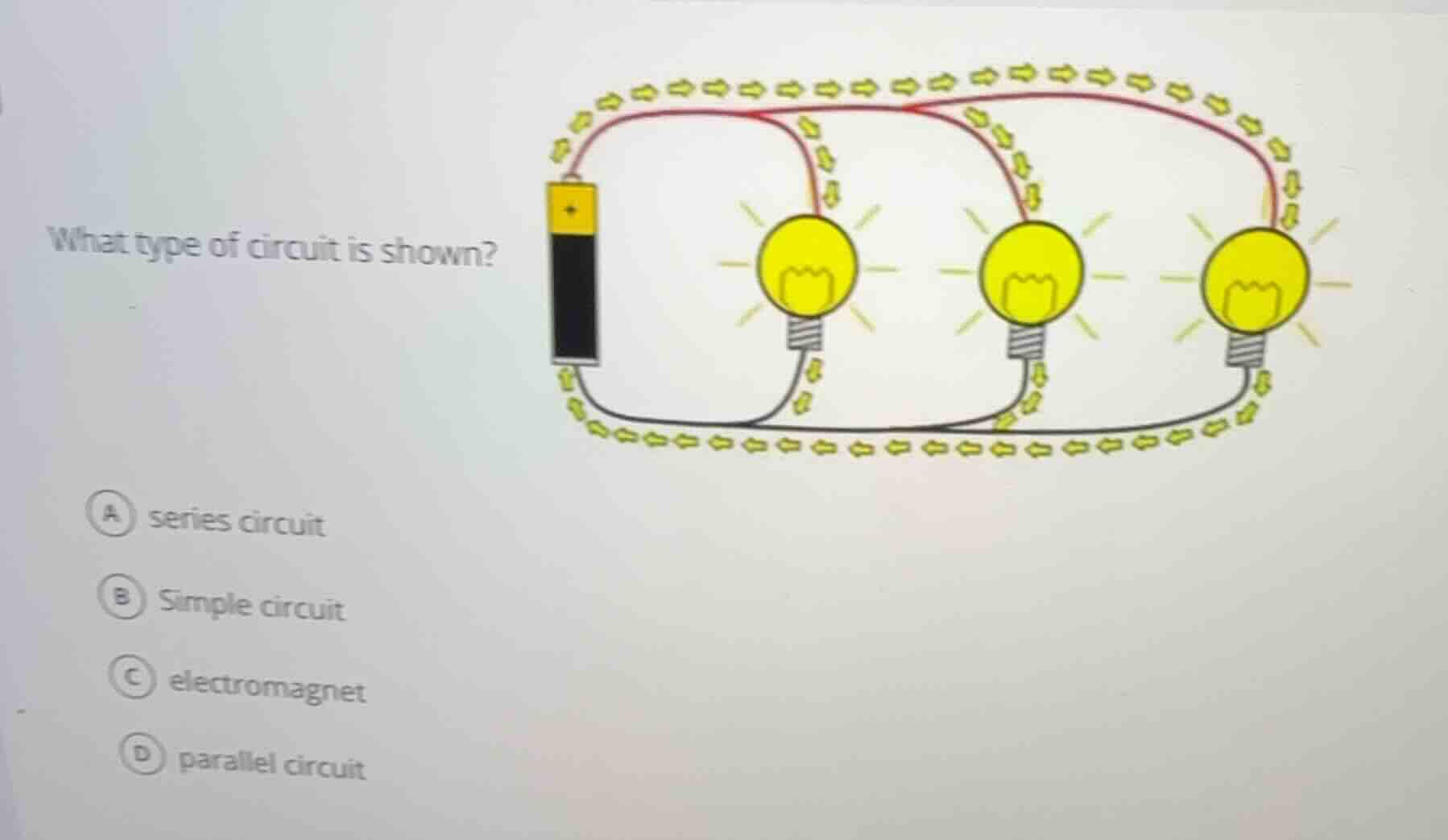 what type of circuit is shown? a series circuit b simple circuit c elec…