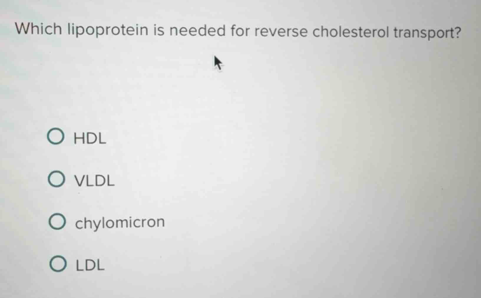 which lipoprotein is needed for reverse cholesterol transport?\ \ \\(\\…