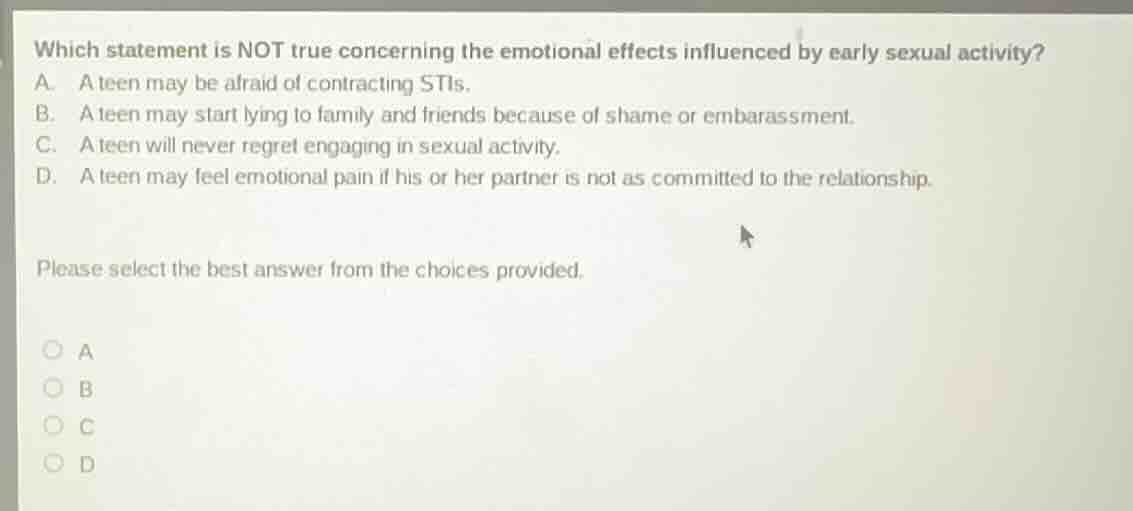 which statement is not true concerning the emotional effects influenced…